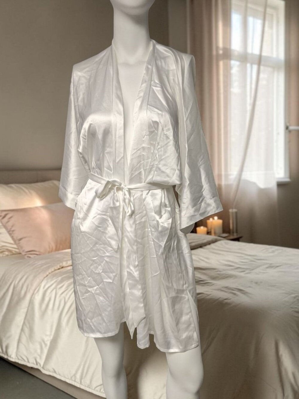 Samantha Chang- SILK KIMONO WHITE VEIL- One Size-Display Model New No Tags!